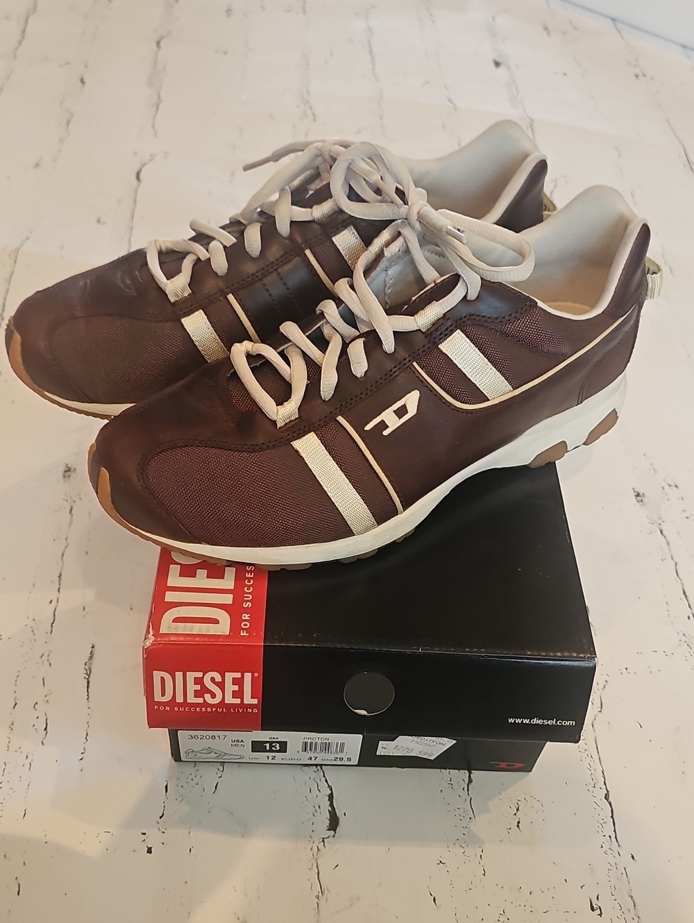 Diesel Brown and White Athletic Sneakers